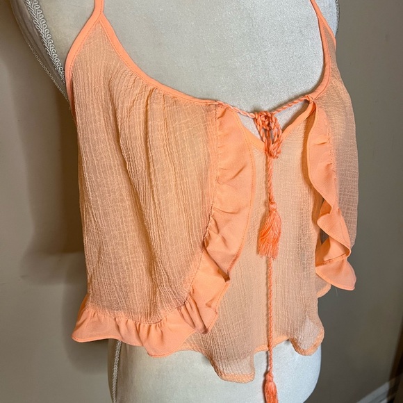 ⭐️3 For $25 Lush Peach Ruffle Women's Top - Picture 5 of 8
